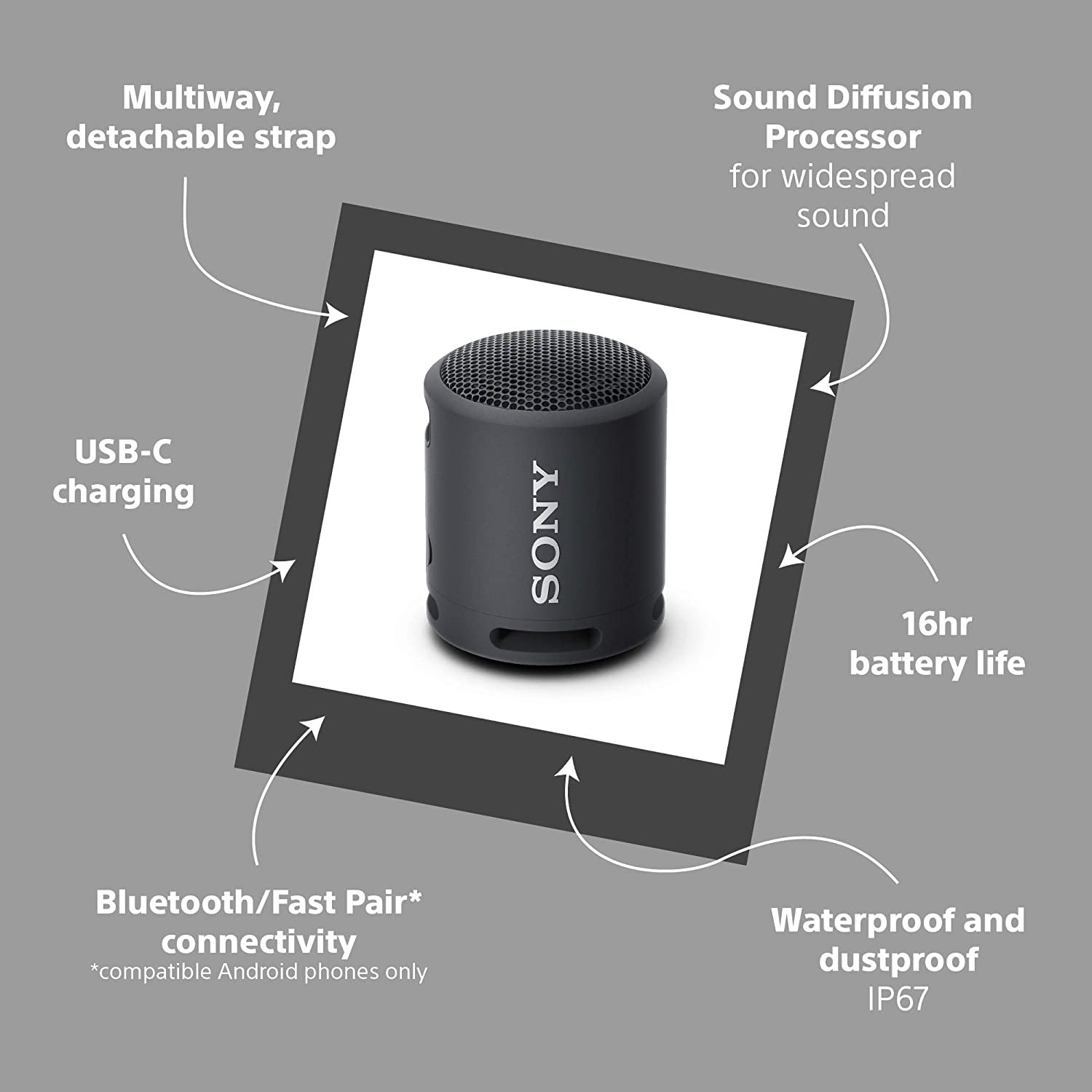 Sony SRS-XB13 Compact Bluetooth Waterproof Speaker | Black | SRSXB13B.CE7 Sony SRS-XB13 Compact Bluetooth Waterproof Speaker | Black | SRSXB13B.CE7