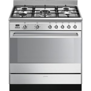 Smeg 90cm Classic Range Cooker | Gas Hob | Stainless Steel | SUK91MFX9