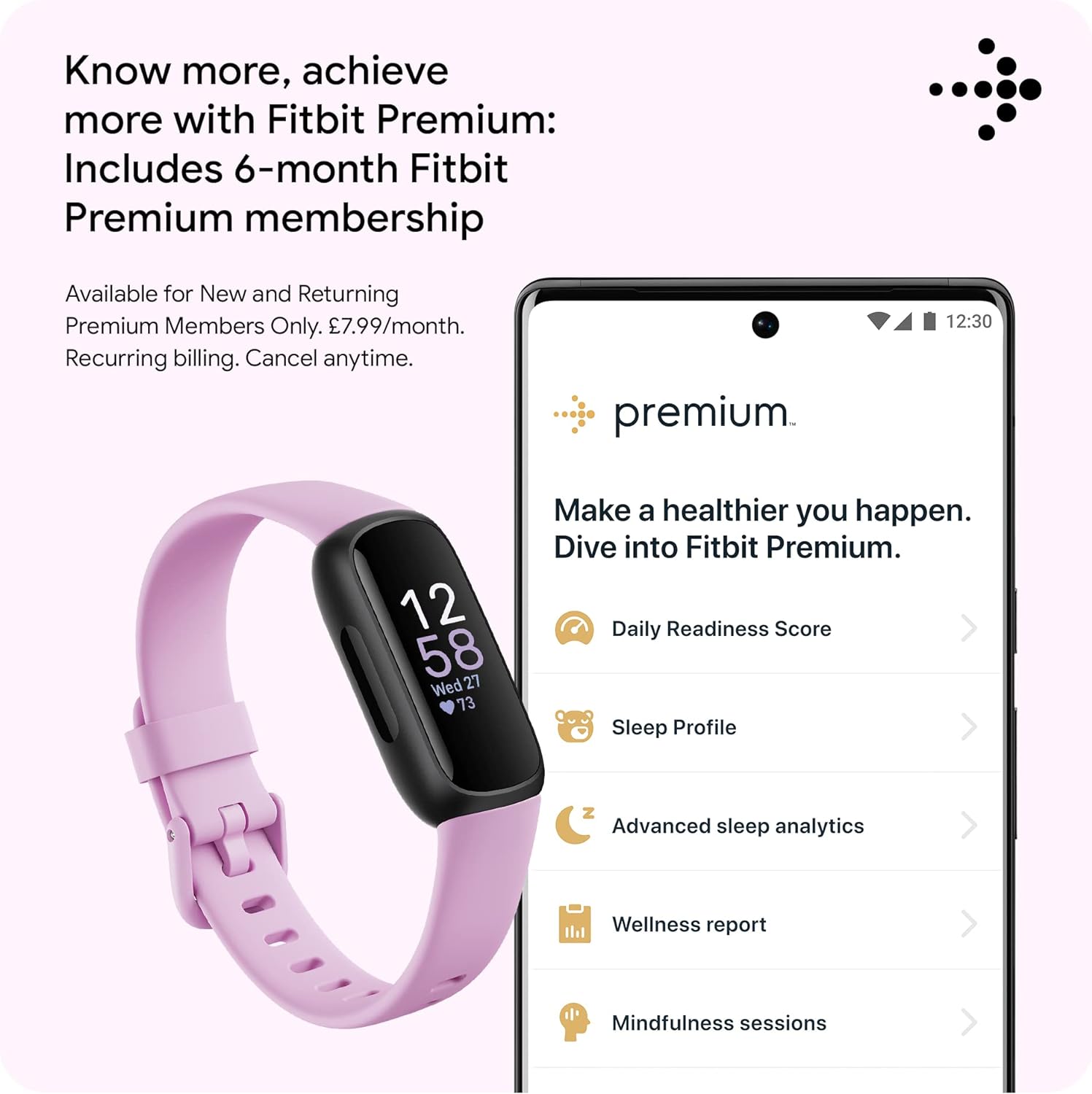 Fitbit Inspire 3 Activity Tracker | Lilac Bliss | FB424BKLV Fitbit Inspire 3 Activity Tracker | Lilac Bliss | FB424BKLV