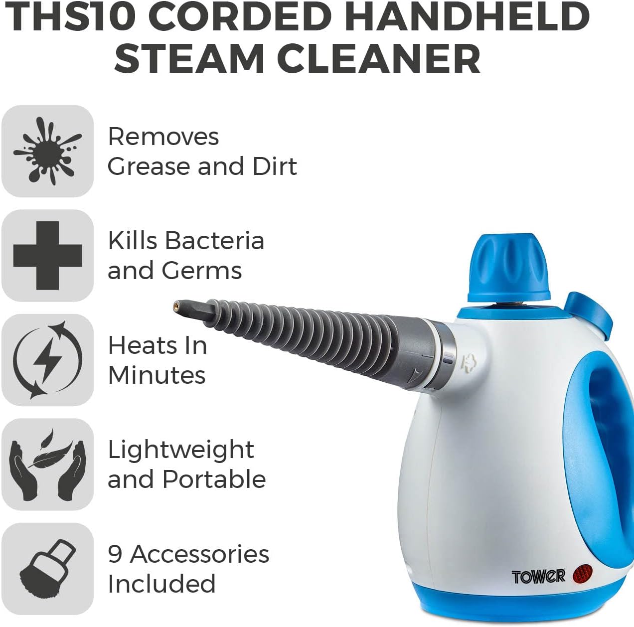 Tower THS10 Handheld Steam Cleaner | T134000 Tower THS10 Handheld Steam Cleaner | T134000