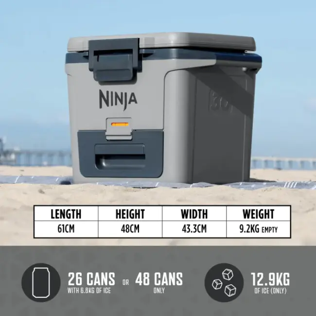 Ninja FrostVault Hard Cooler | 28L | Grey | FB131UKGY Ninja FrostVault Hard Cooler | 28L | Grey | FB131UKGY